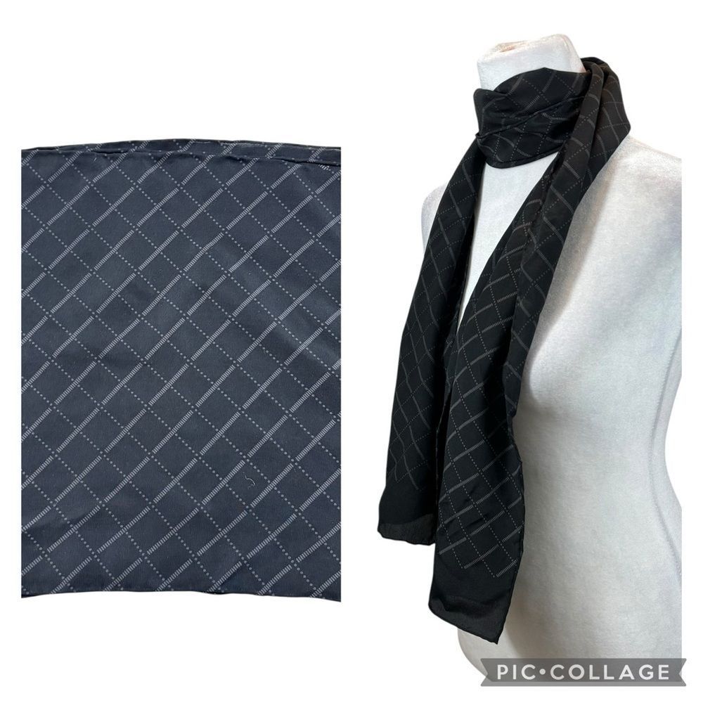 Ladies 100% Silk Black and Grey Scarf